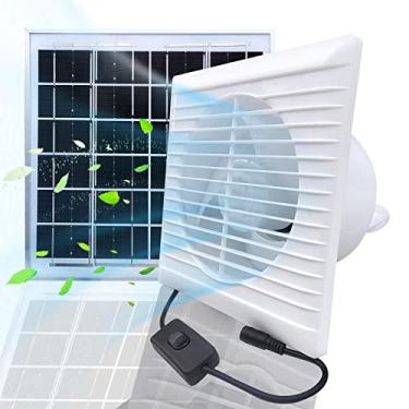 Imagem de toppfeoug ventilador, painel solar de 8W + exaustor de alta velocidade de duto de 6 polegadas, ventilação e resfriamento, com dispositivo de prevenção de refluxo, adequado para quarto de animais de estimação, estufa, galinheiro, galpão e sala de luz solar.
