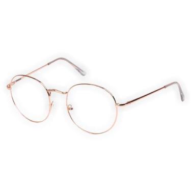 Imagem de Armação Oculos De Grau Hexagonal Feminino Masculino Rosegold - Sem Mar