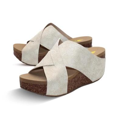 Imagem de VOLATILE Sandália feminina esportiva Firefly casual salto médio 5 a 7,6 cm - preta, Dourado, 38