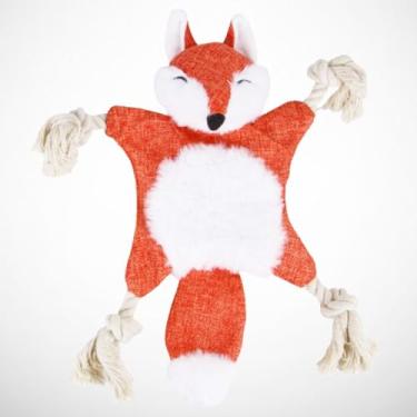 Imagem de Brinquedo Pet de Pelúcia e Corda 3 Modelos Disponíveis Raposa Esquilo Guaxinm com Apito (LARANJA)