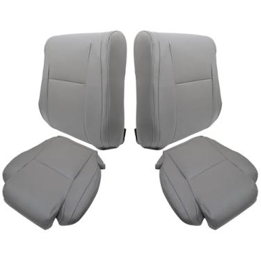 Imagem de Vigoraze Capas de assento de substituição de couro para motorista e passageiro, parte inferior e superior, cinza compatível com Toyota Tundra Sequoia 2007 2008 2009 2010 2011 2012 2013
