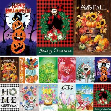 Imagem de Bandeiras de jardim sazonais, conjunto longo de 12 bandeiras de jardim