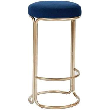 Imagem de WUHUQN Banqueta de bar moderna banqueta alta de cozinha com assento de tecido de veludo e apoio para os pés curvado acolchoado banco de bar para restaurante, café e pub, 65/75 cm