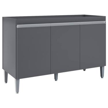 Imagem de Balcao Para Pia Sem Tampo 120 Cm Manu Cinza Reajl Móveis Cinza