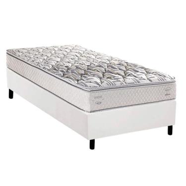 Imagem de Cama Box Solteiro: Colchão Ortopédico Herval Ag65 Santorini C1604 + Base Crc Corano White (88x188)