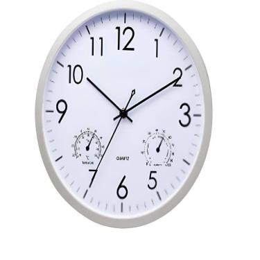 Imagem de Relogio Parede Completo Termometro Higrometro Medidor Temperatura Decorativo Escritorio Vintage