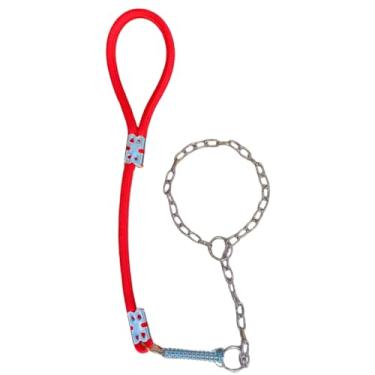 Imagem de Guia para Cachorros，Adequado para CãEs de RaçAs MéDias a Grandes，Equipado com uma Corda de 14 Mm, Mola Amortecedora e Corrente de Elos Retos，Adequado para Caminhadas(Vermelho)
