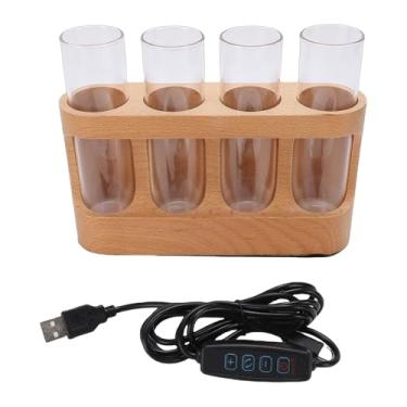 Imagem de Zerodis Estação de Propagação de Plantas Com Suporte de Madeira, Luz LED Regulável de 9 Níveis para Plantas Hidropônicas, 4 Tubos de Ensaio de Vidro, Vasos para Enraizamento de,