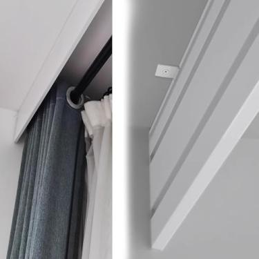 Imagem de Caixa de sanefa de cortina montada no teto 10/14.5 cm - Pelmet elegante para janelas de sala de estar e quarto, placas de cornija divisória de quarto (3,4 m/11 pés) - sem necessidade de trilho