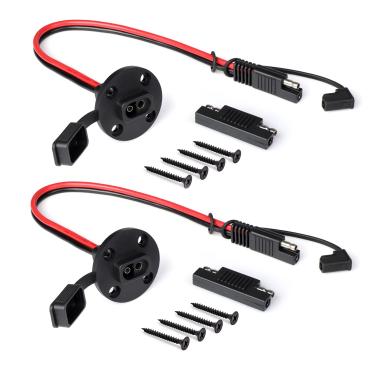 Imagem de Ledvillage Suporte de painel solar de porta lateral de soquete SAE com conector universal de desconexão rápida SAE para carregador de bateria de gerador solar (pacote com 2 (1 pés), 10 AWG)