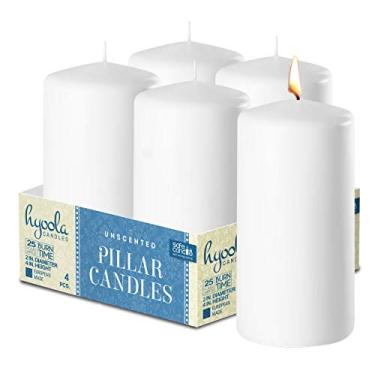 Imagem de Velas Pilar Brancas Hyoola de 5 x 10 cm – Velas Pilares Sem Perfume – Conjunto de 4 – Feitas na Europa