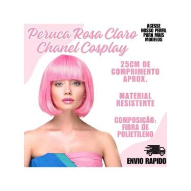 Imagem de Peruca Rosa Fantasia Cosplay Festa Evento - Não informado
