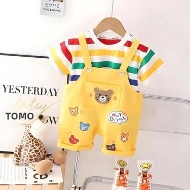 Imagem de Conjunto De Verão Para Bebês Meninas E Meninos, Camiseta Listrada E Ma