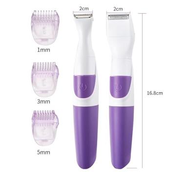 Imagem de Daconovo 2-em-1 barbeador ferramenta de remoção de pêlos femininos aparador de pêlos do corpo barbeador elétrico uso molhado e seco corpo inteiro lavável alimentado por bateria