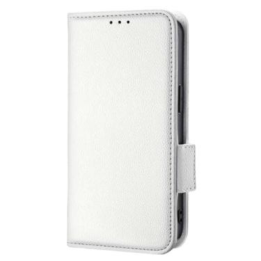 Imagem de Capa compatível com Oukitel C35, capa de couro PU, design carteira com compartimento para cartão, capa flip estável branca