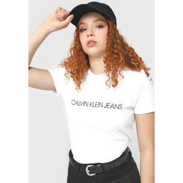 Imagem de Camiseta Calvin Klein Jeans Logo Embossed Branca - CKJF106-0900-Feminino