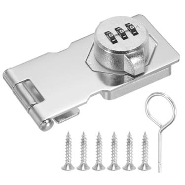 Imagem de Fechadura de combinação de armário com senha de armário de 3 dígitos Fechaduras de ferrolho rotativas domésticas Fechaduras de ferrolho de segurança de porta de liga de zinco para gavetas, armários,