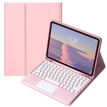 Imagem de QYiiD Capa de teclado com touchpad para Galaxy Tab A9 Plus/A9+ 5G 11 polegadas 2023 (SM-X210/X215/X216/X218), capa de teclado inteligente fina com teclado redondo sem fio com suporte para S Pen, rosa