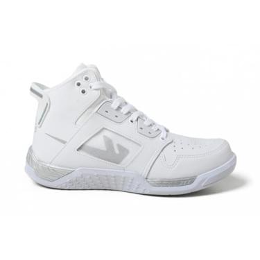 Imagem de Botinha Cross Fit Academia Musculação Basquete Tênis Esportivo Bota Cano Alto (Branco com Prata, BR, Adulto, Numérico, 37)