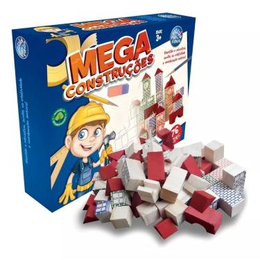 Imagem de Mega Construções Brinquedo Didático De Montar Com 76 Blocos Em Madeira - Pais E Filhos