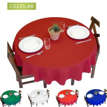 Imagem de Kit 2 Toalhas de Mesa Redonda 4 Lugares Lisa - Cozzilar, Vinho