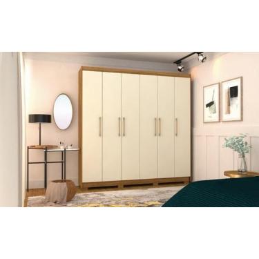 Imagem de Roupeiro Pernambuco 6 Portas e 6 Gavetas - Cor Nature Champanhe - Vila