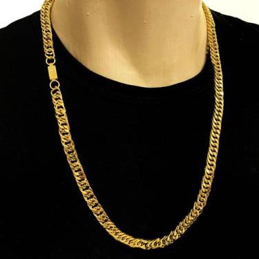 Imagem de Colar Elos Duplos 8mm Corrente Masculina Banhado Ouro 18k - Azmar Semi