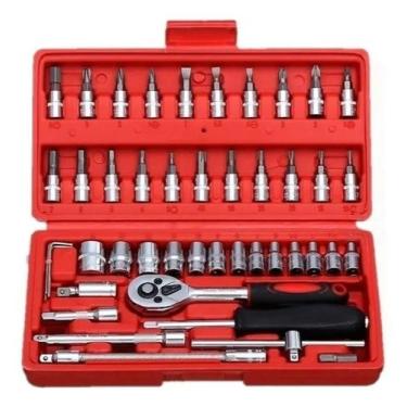 Imagem de Kit 46 Pçs Soquetes Chave Catraca Jogo Allen Torx Sextavado - Eu.preci