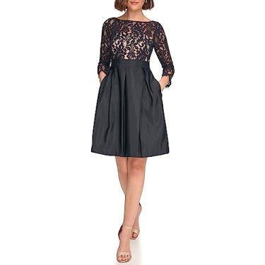 Imagem de Eliza J Manga 3/4 feminina, gola canoa, comprimento até o joelho, azul-marinho, Azul marino, 50