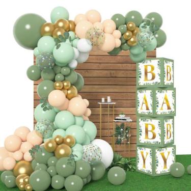 Imagem de Decorações para Chá de Bebê Amandir - Kit com 143 Balões Verde Sálvia