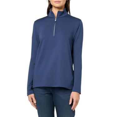 Imagem de Brooks Brothers Meio zíper masculino KNT Perf, Azul-marinho mesclado, P