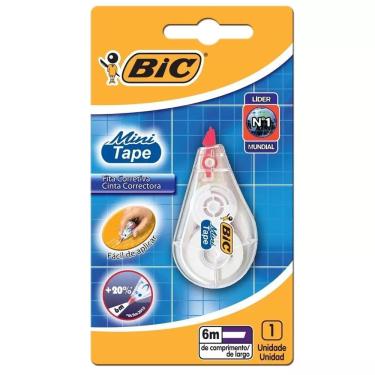 Imagem de Corretivo em Fita Mini Tape BIC Fita de 6m Compacto Correção Instantânea