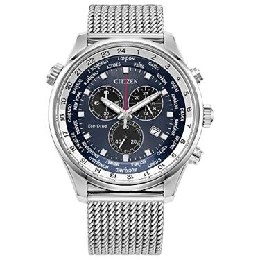 Imagem de Citizen Relógio masculino Eco-Drive Sport, aço inoxidável, Weekender, prateado, Prateado e azul