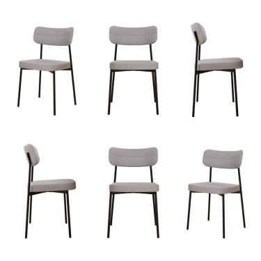 Imagem de Kit com 6 Cadeiras para Sala de Jantar Mona Yescasa Cinza Claro