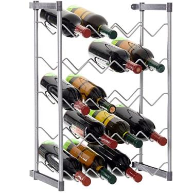 Imagem de Garrafeiro aramado para 20 garrafas de vinho Cromo com Concreto