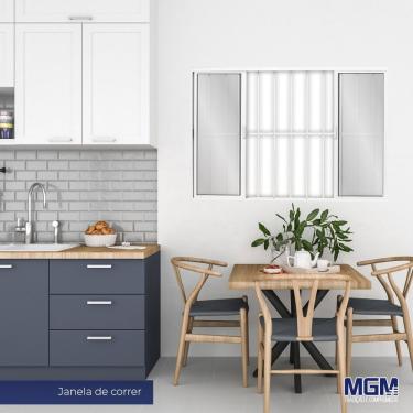 Imagem de Janela De Aluminio Branco 4 Folhas Com Grade Vidro Mini Boreal 120X150 Mgm Branco