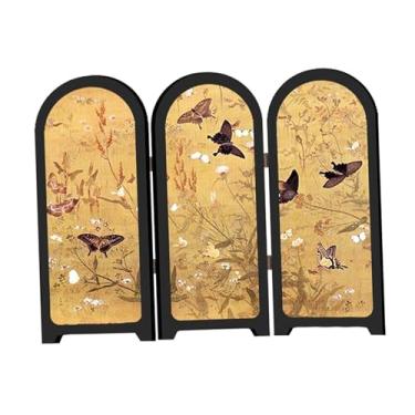 Imagem de IEUDNS Mini tela dobrável de mesa, modelo de tela de mesa pequena e divisor de 3 painéis para prateleira de armário de entrada de, Style C