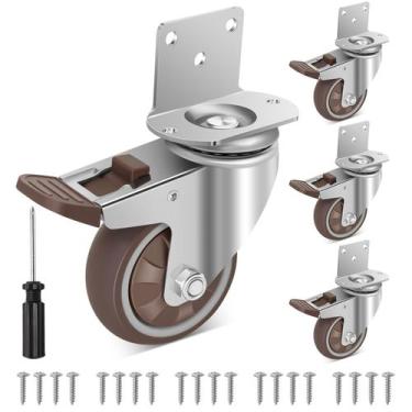 Imagem de Caster Wheels W B D WEIBIDA, conjunto de 4 em borracha de 3 polegadas