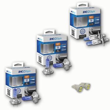 Imagem de KIT lâmpadas super brancas 8500k farol alto baixo e milhas H7 H7 H16 +