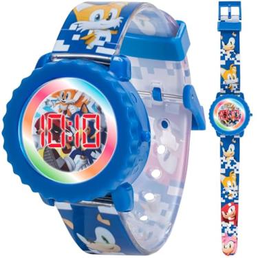 Imagem de Relógio infantil Sonic the Hedgehog a quartzo com pulseira de plástico, azul, 17,75 (modelo: SNC4028)
