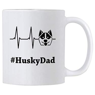 Imagem de Casitika Presentes para pai de cachorro Husky siberiano. Caneca de café de cerâmica branca de 325 ml
