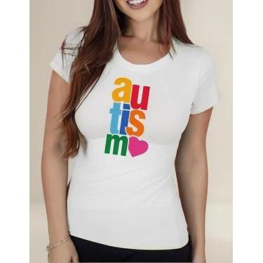 Imagem de Camiseta Camisa Algodão Feminina Masculina Adulto Campanha Abril Azul 