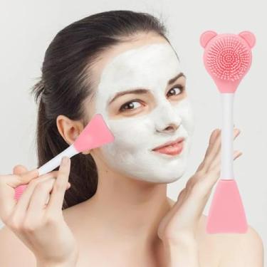 Imagem de Escova de silicone para limpeza facial dupla face, esfoliante, limpador de poros e aplicador de máscara para limpeza profunda e cuidados com a pele