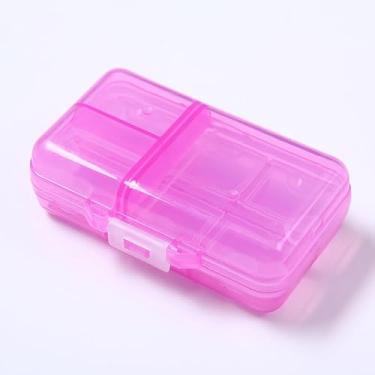 Imagem de Caixa de comprimidos de grande capacidade pequena com nove compartimentos selados à prova d'água, caixa de comprimidos dividida para manhã, meio-dia e noite caixas de comprimidos portáteis (rosa)