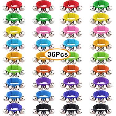 Imagem de FEPITO Pulseira de Natal Sinos Pulseiras Jingle Bells Musical Ankle Sinos Rhythm Instrumento Percussão Decoração de Festa de Natal Lembranças (cores mistas)