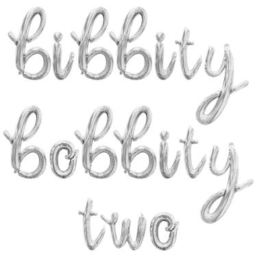 Imagem de Cursive Script Letter Balloons - BIBBITY BOBBITY TWO 16" Inch Alphabet Letters Foil Mylar Balloon 2nd Birthday Party Banner (Silver)