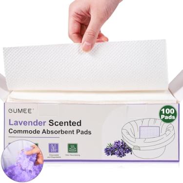 Imagem de 100 unidades de almofadas absorventes perfumadas de lavanda para balde de cabeceira, almofadas de forro de cômoda com gel absorvente, almofadas de forro de vaso sanitário para adultos idosos almofadas