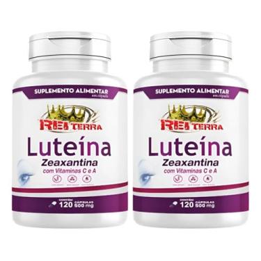 Imagem de Rei Terra Luteína e Zeaxantina, Suplemento Alimentar com Vitaminas C e A, 120 Cápsulas 500mg, Kit com 2 Frascos, 100% Natural