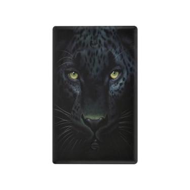 Imagem de Blueangle Placa de parede decoradora de capa em branco, tamanho padrão 1 gangue preta Pantera Negra para quarto de escritório em casa, 4,53 x 2,76 polegadas (538)