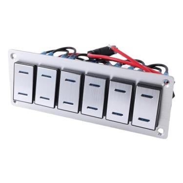 Imagem de Hyuduo 6 Painel de Gangues Painel Marítimo Alternância de Barcos Rocker Interruptor Painel de Alumínio à Prova D'água Com Brilho Em Adesivos Escuros para Carros Rvs Caminhões Barcos
